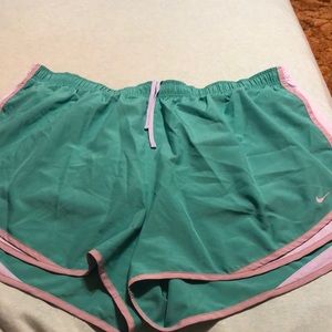 Teal running shorts